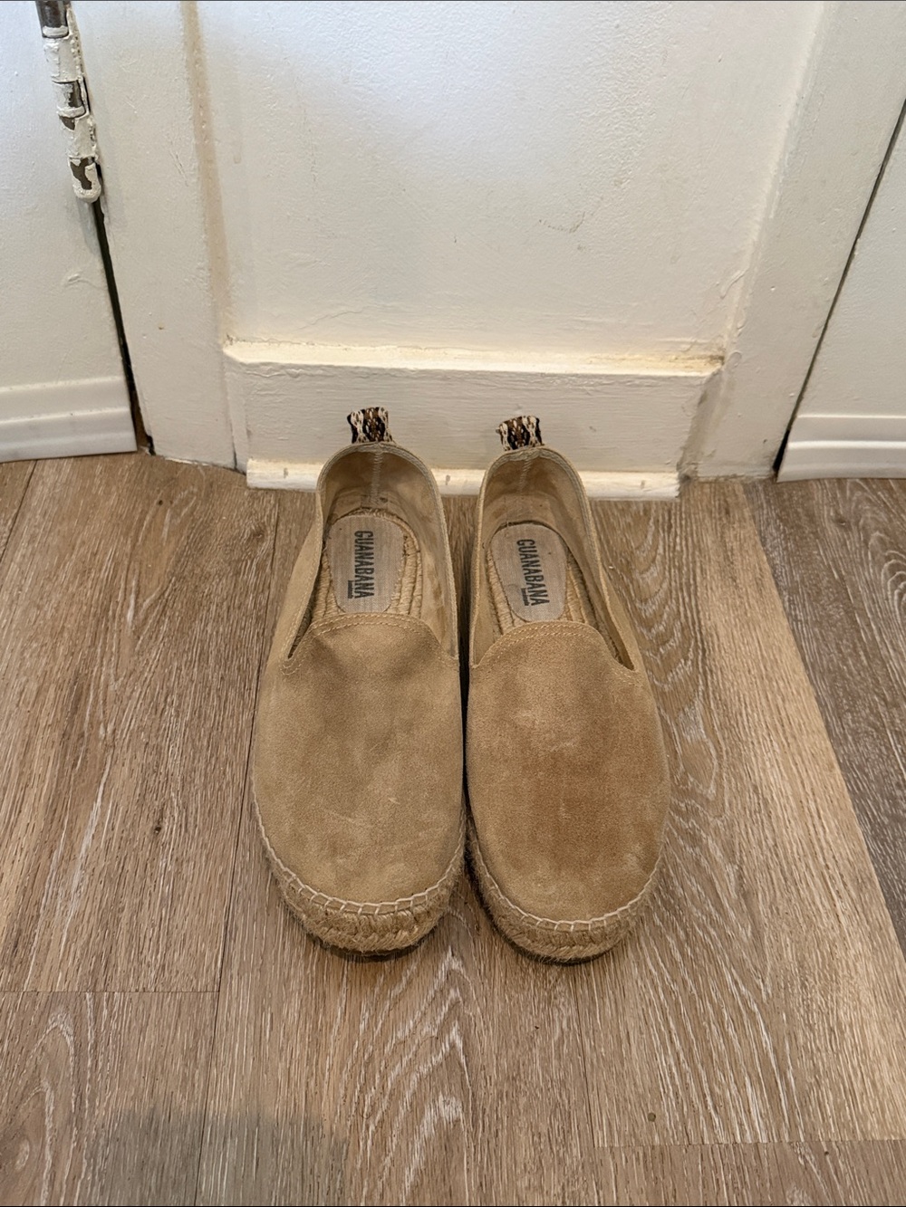 Tan Suede Slip-On Espadrille Loafers